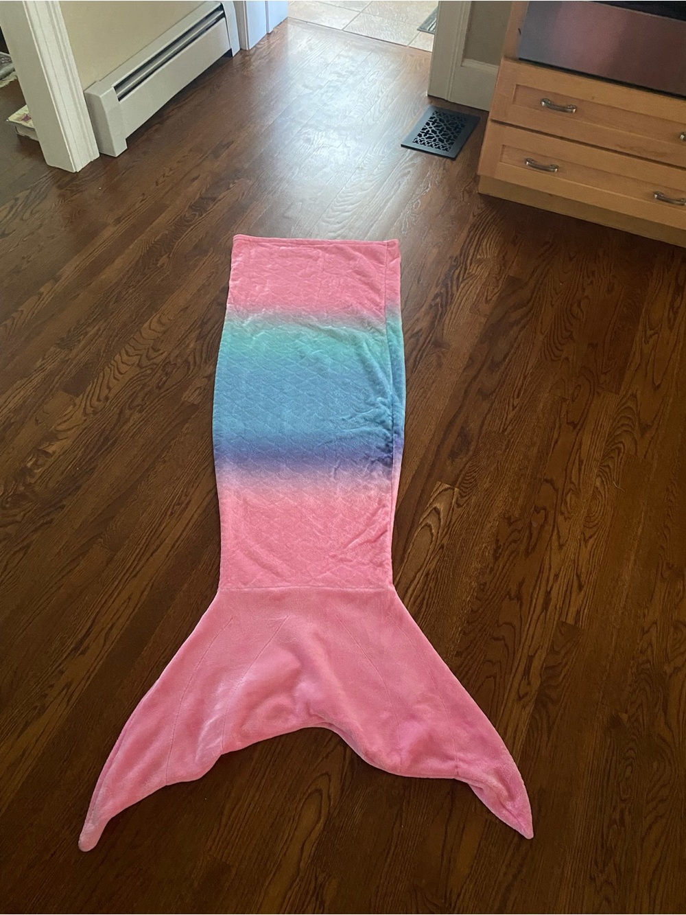 Kids Pink Rainbow Mermaid Tail Swim Blanket